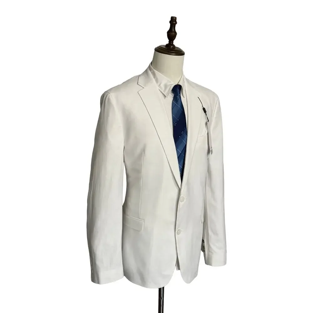 Bar III Men's 46 Long Suit Jacket Slim Fit Linen Cotton Blend White NEW